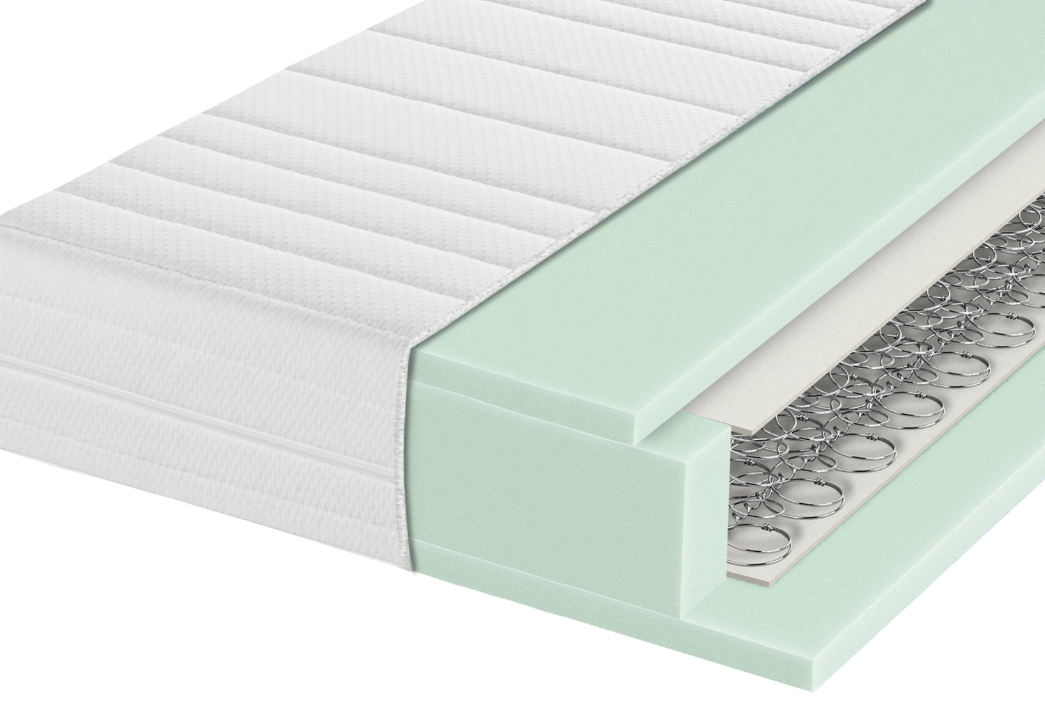 PULSIVA Spring Mattress Light, 90x200x18 cm, H3 Firm, Bonnell Spring Core with Comfort Foam, Removable Washable Cover, White