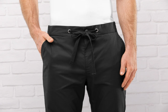 Jobeline Chef Trousers Sweatpant, Men, Size 62, Cotton-Polyester Blend, Breathable Functional Material, Elasticated Hems, Drawstring Waistband, Tapered Leg