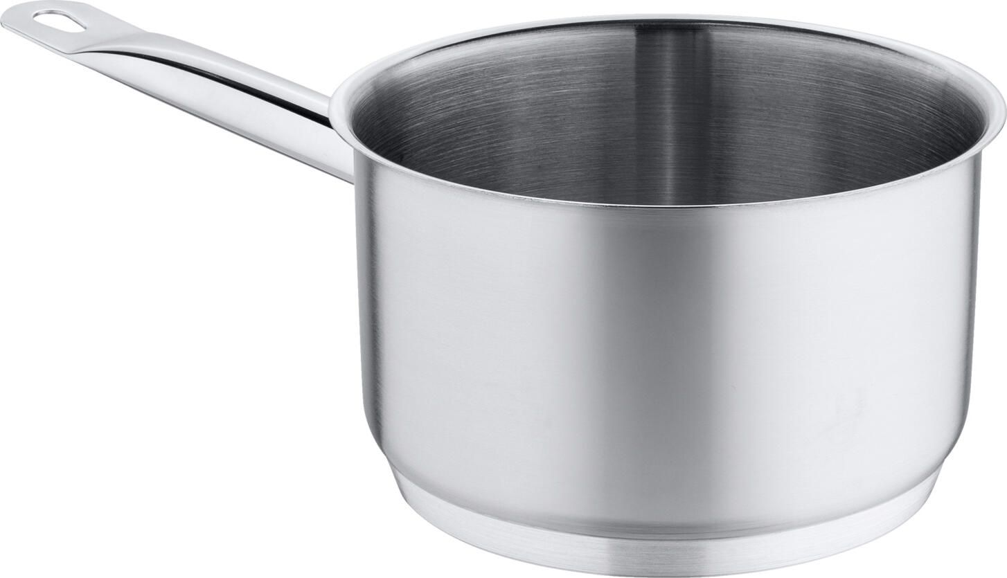 PULSIVA LUSINI Solutions GmbH Saucepan Chef low Stielkasserolle Chef niedrig Saucepan Chef low; 1.9 l, 16x10 cm (ØxH); silver Stielkasserolle Chef niedrig; 1.9 l, 16x10 cm (ØxH); silber Cooking pot made of chrome-nickel stainless steel 18/0, rustproof, matt brushed. Extra strong design. Strong stainless steel base in sandwich technique, with 6 mm aluminium core. Spot-welded, solid handles. With pouring rim. Available in different sizes. Suitable for all hob types. Supplied without lid. Kochtopf aus Chrom-Nickel-Edelstahl 18/0, rostfrei, matt gebürstet. Extra starke Ausführung. Starker Edelstahlboden in Sandwich-Technik, mit 6 mm Aluminiumkern. Punktgeschweißte, massive Griffe. Mit Schüttrand. In unterschiedlichen Größen erhältlich. Geeignet für alle Herdarten. Lieferung ohne Deckel.
