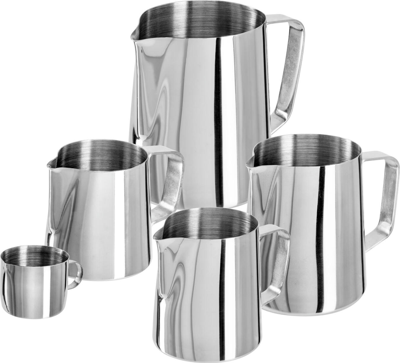 PULSIVA Sacra Stainless Steel Milk Jug, 7.5x11.4 cm, Rust-Free Seamless One-Piece Coffee and Tea Pot, Dishwasher Safe, Silver