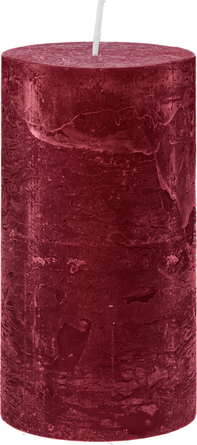Gala GALA Germany GmbH Rustic candle Garland Rustic-Kerze Garland Rustic candle Garland; 8x15 cm (ØxH); bordeaux; round; 6 piece / pack Rustic-Kerze Garland; 8x15 cm (ØxH); bordeaux; rund; 6 Stück / Pack Rustic candle made of wax. Rustic Kerze aus Wachs.