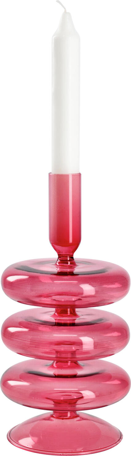 Suport pentru lumânări tip conic Vega Anett, sticlă lăcuită, culoare mure, diametru 10 cm, înălțime 19 cm