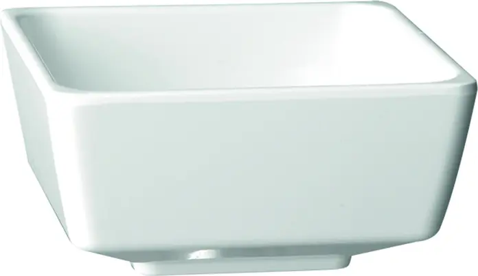 APS Float Square Bowl 83912, White Melamine, 160ml, 9x9x4.5cm, Shock and Scratch Resistant, Stackable with Non-slip Feet