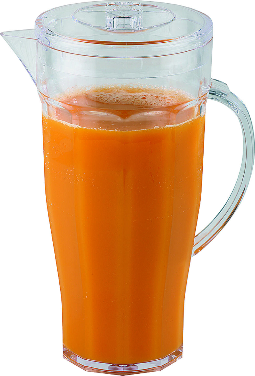 APS Assheuer + Pott GmbH & Co. KG Juice jug, 2.5 litres Saft-/Wasserkanne Juice jug, 2.5 litres; 2500 ml, 14x29.5 cm (ØxH); transparent; round Saft-/Wasserkanne; 2.5 l, 14x29.5 cm (ØxH); transparent; rund Simply robust. The juice jug from APS with a simple design and an extremely robust finish. The transparent housing makes the strong colours of the various juices look completely natural. Die Saft-/Wasserkanne 2,5l eignet sich ideal zum Servieren und Bereitstellen von Wasser, Saft, Limonade oder anderen Kaltgetränken. Sie ist eine praktische Lösung für Gastronomie, Hotellerie, Catering, Buffets und den privaten Haushalt. Die bruchsichere Ausführung sorgt für zuverlässige Alltagstauglichkeit und eine sichere Handhabung, auch in stark frequentierten Einsatzbereichen. * Aus MS gefertigt * Bruchsicher * Ideal für Saft, Wasser und Kaltgetränke * Für Gastronomie und Haushalt geeignet * Für Buffet und Tischservice geeignet * Nicht spülmaschinengeeignet * Handwäsche empfohlen
