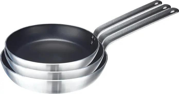 LUSINI Pulsiva Gourmet Frying Pan, Diameter 24 cm, Wall Height 4.5 cm, Aluminum with Two-Layer Non-Stick Coating, Riveted Iron Handle, Ovenproof 240°C, Silver/Black, Volume 1.4L