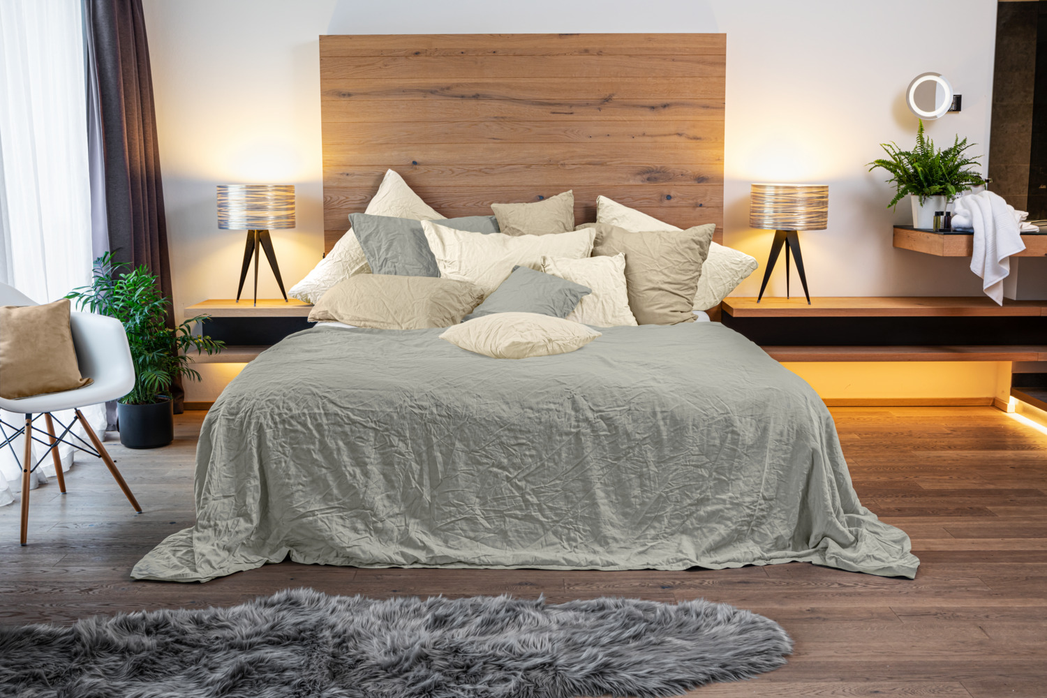 ERWIN M. Riala Fabric, 55% Linen 45% Cotton Percale, Crash Look, 300 cm Width, 135 g/m², OEKO-TEX Standard 100, Sold by the Meter