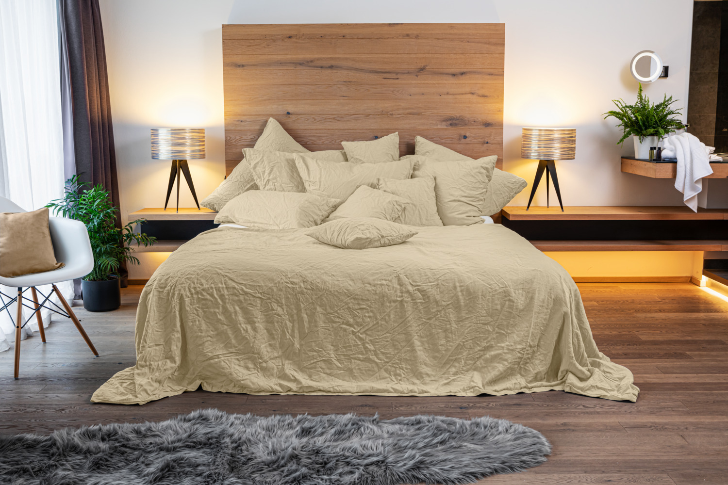 ERWIN M. Riala Fabric, 55% Linen 45% Cotton Percale, Crash Look, 300 cm Width, 135 g/m², OEKO-TEX Standard 100, Sold by the Meter