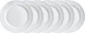 PULSIVA Sinfonie Porcelain Flat Plates, White Round Dinnerware with Elegant Relief, 25 cm Diameter, Set of 6