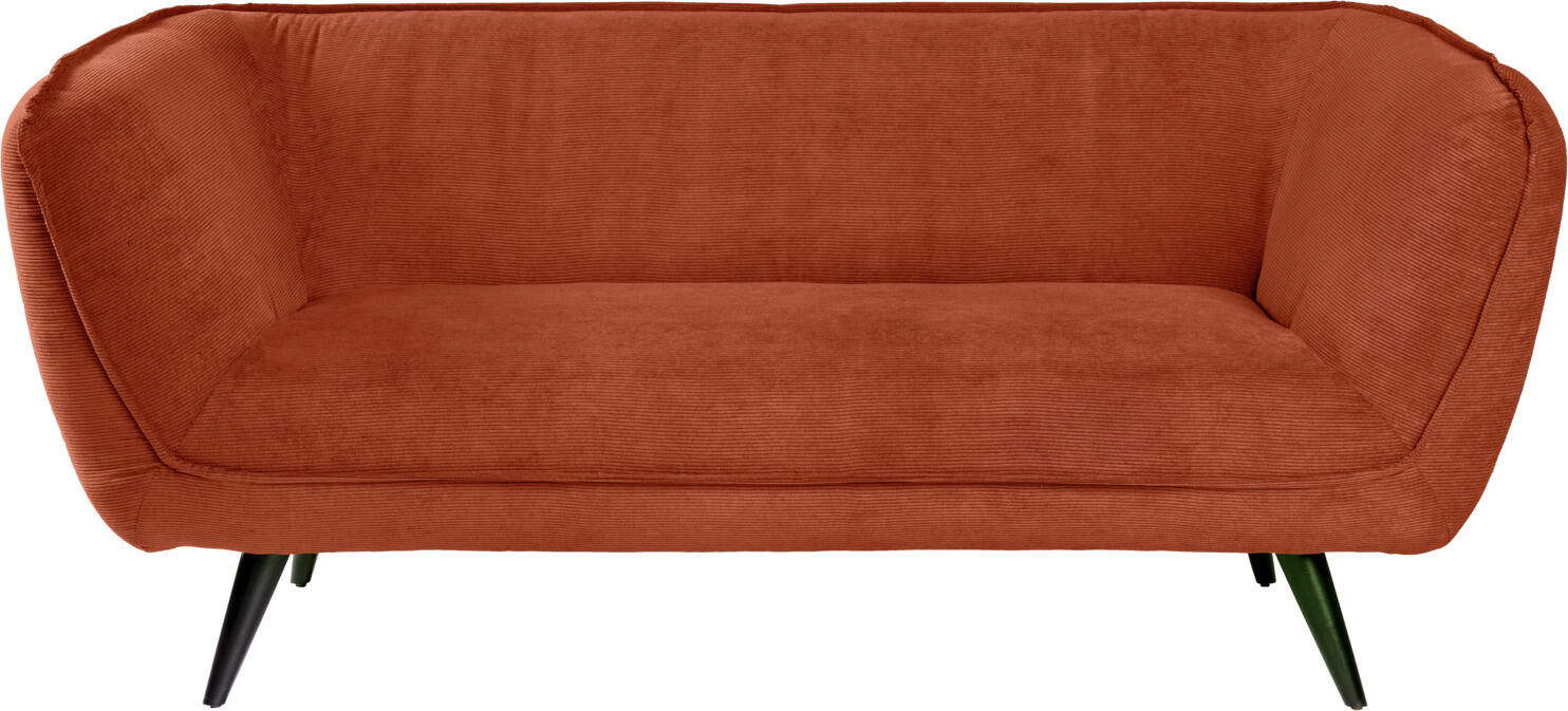 VEGA Kelso 3-Seater Sofa, Ribbed Corduroy Fabric, Beech Wood Legs, 183 x 88 x 76 cm, Terracotta and Black