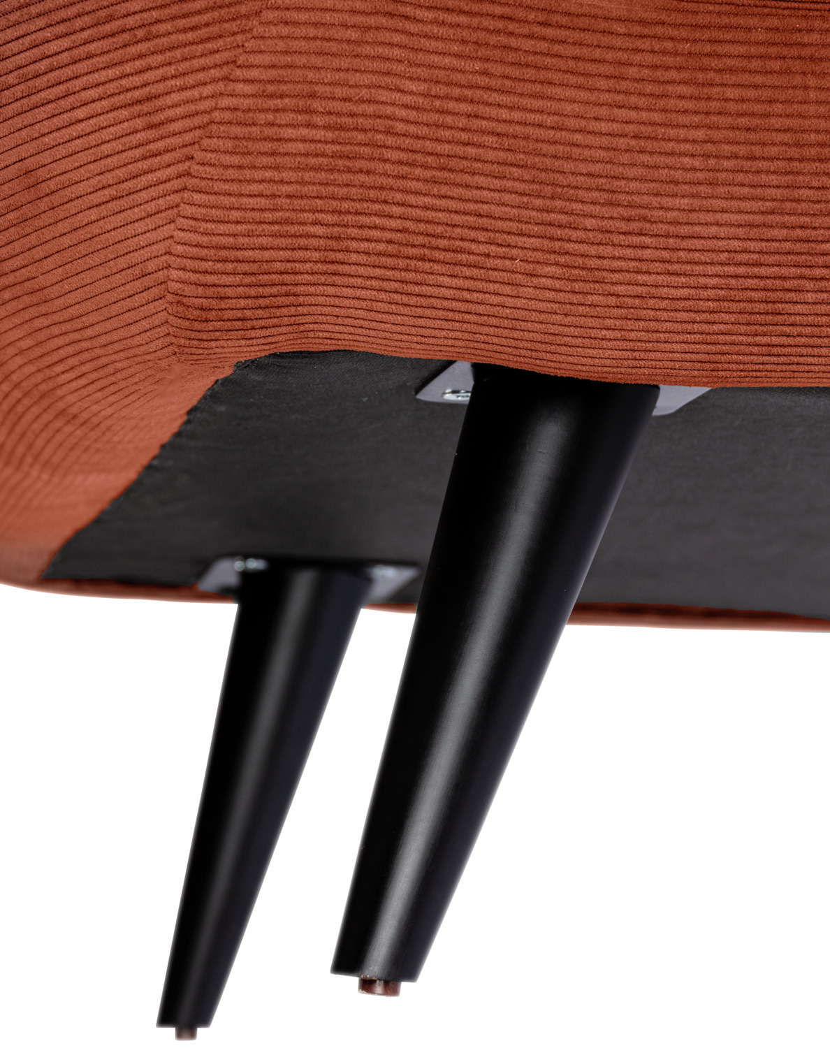VEGA Kelso 3-Seater Sofa, Ribbed Corduroy Fabric, Beech Wood Legs, 183 x 88 x 76 cm, Terracotta and Black