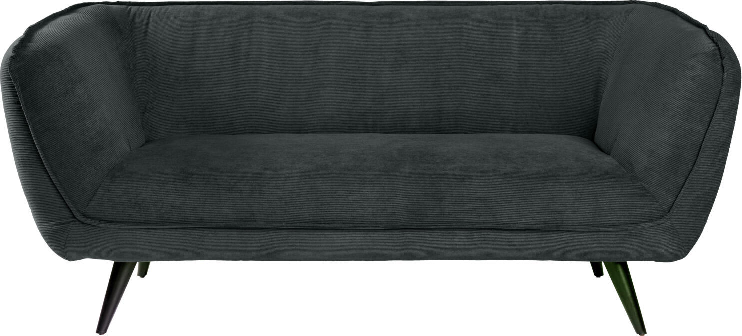 Canapea VEGA Kelso cu 3 locuri, Material Velur Cotelate, Antracit, Picioare din Lemn de Fag, 183 x 88 x 76 cm