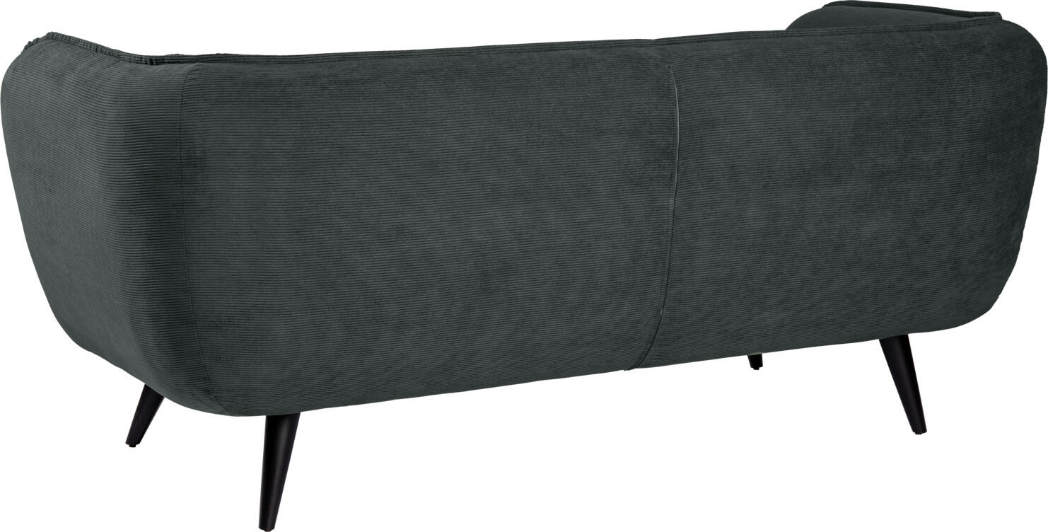 Canapea VEGA Kelso cu 3 locuri, Material Velur Cotelate, Antracit, Picioare din Lemn de Fag, 183 x 88 x 76 cm