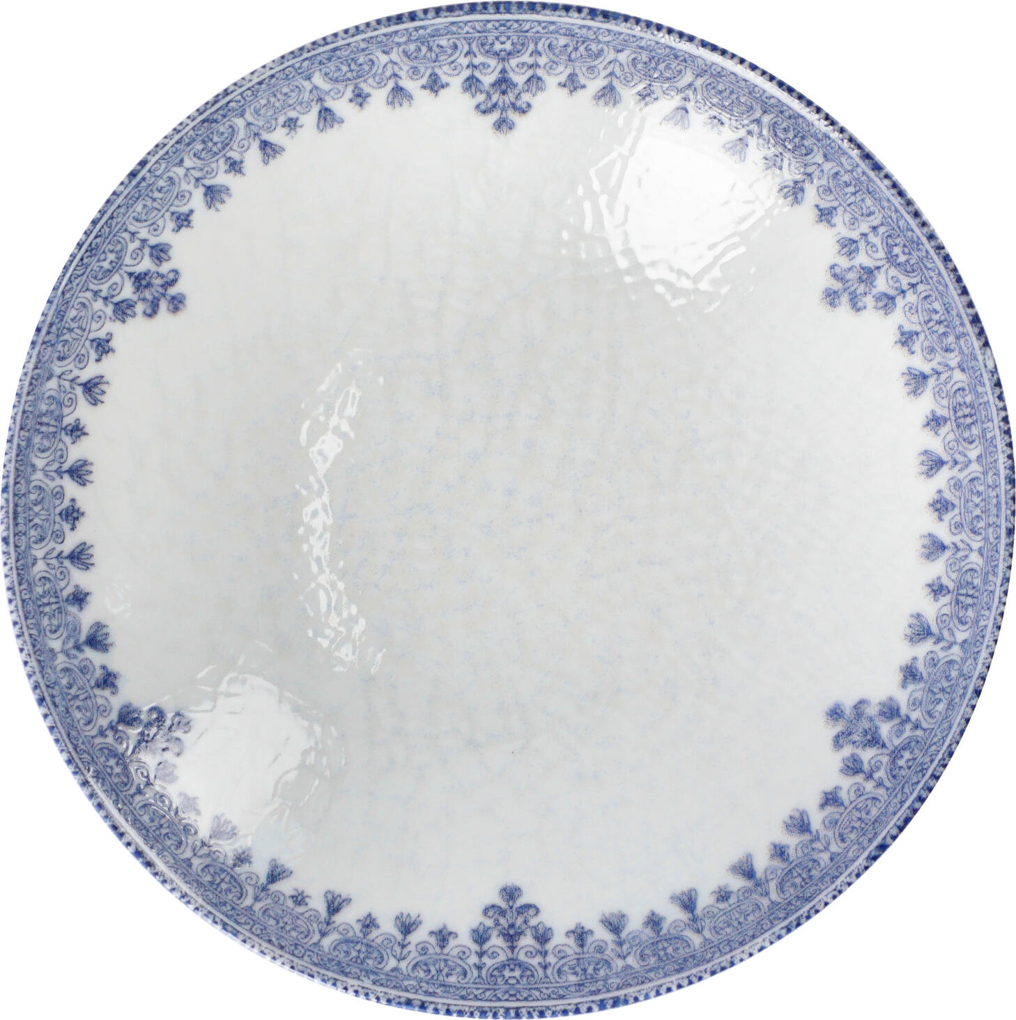 Set de 6 farfurii adanci VEGA Nonna, Porțelan, Imprimare Digitală Stil Vintage, Alb și Albastru, Diametru 21.5 cm, Capacitate 700 ml, Compatibile cu Mașina de Spălat Vase și Cuptorul cu Microunde