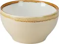 Pulsiva Glaze 2.0 Glazed Porcelain Bowls, 500ml, Sand Beige, Round Stackable with Decorative Rim, Set of 6