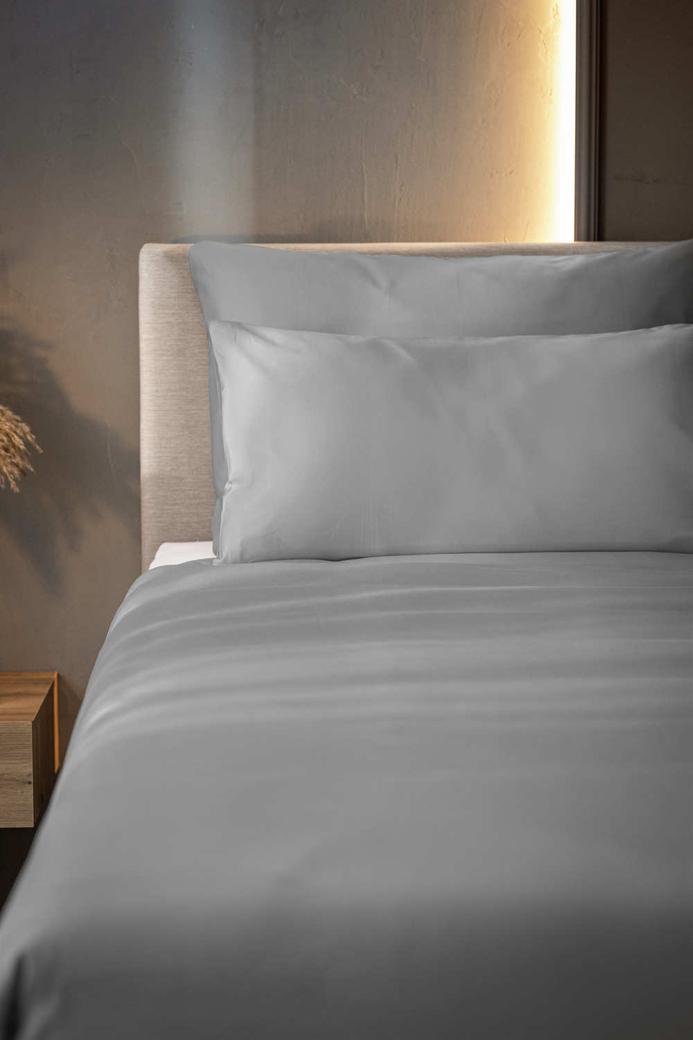 ERWIN M. Scalea Bed Linen Fabric, 100% Cotton Fine Satin, 300 TC, 280 cm Width, Grey, OEKO-TEX Standard 100, Sold by the Metre