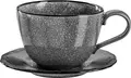 Set de 6 cești de cafea VEGA Antiqus, 300 ml din Porțelan, Culoare Gri cu Textură, Compatibile cu Mașina de Spălat Vase și Cuptorul cu Microunde