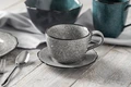 Set de 6 cești de cafea VEGA Antiqus, 300 ml din Porțelan, Culoare Gri cu Textură, Compatibile cu Mașina de Spălat Vase și Cuptorul cu Microunde