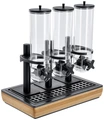 VEGA Montana Triple Muesli and Cereal Dispenser Set of 3, 3 x 4L Capacity, GN 1/1, Solid Oak Wood and Tritan BPA-Free Plastic, Stainless Steel Drip Tray