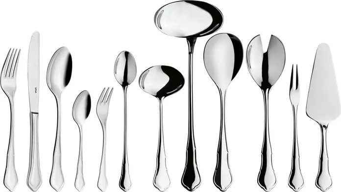 Polonic VEGA Chippendale pentru supă, oțel inoxidabil 18/10 crom-nichel, finisaj oglindă, capacitate 100 ml, lungime 27 cm, argintiu