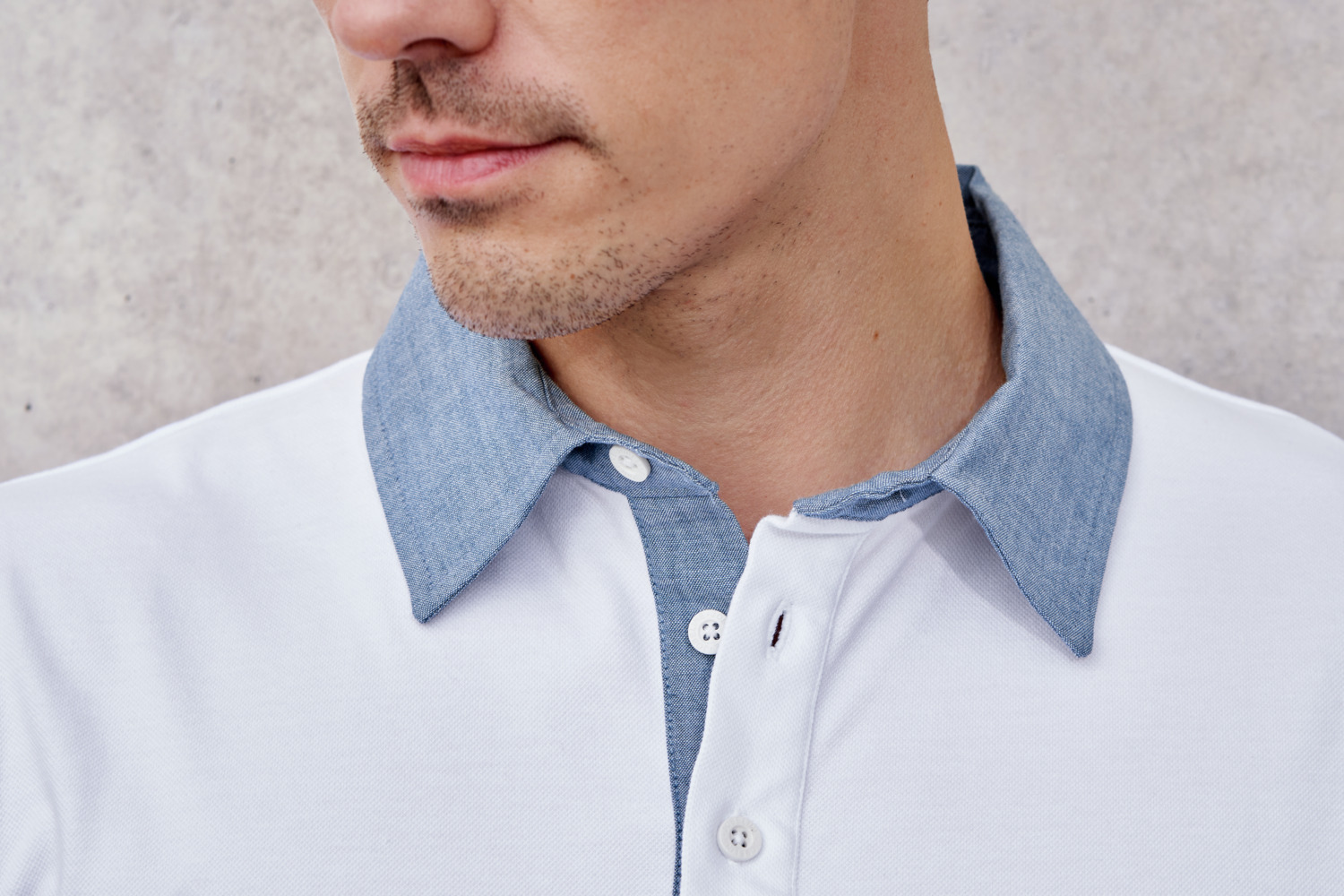 Tricou Polo Jobeline Cato Chambray pentru barbati, maneca scurta, piqué, 95% bumbac 5% spandex, croiala pe masura, rezistent la cute
