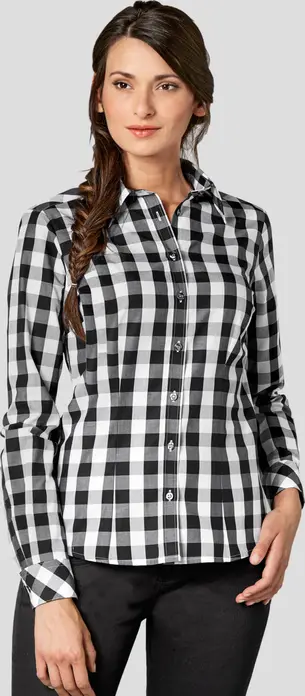 Bluza Jobeline Davis pentru femei, mărime 44, 100% bumbac, model carouri mari, croială ajustată, mâneci lungi/3/4, guler cămașă, întreținere ușoară