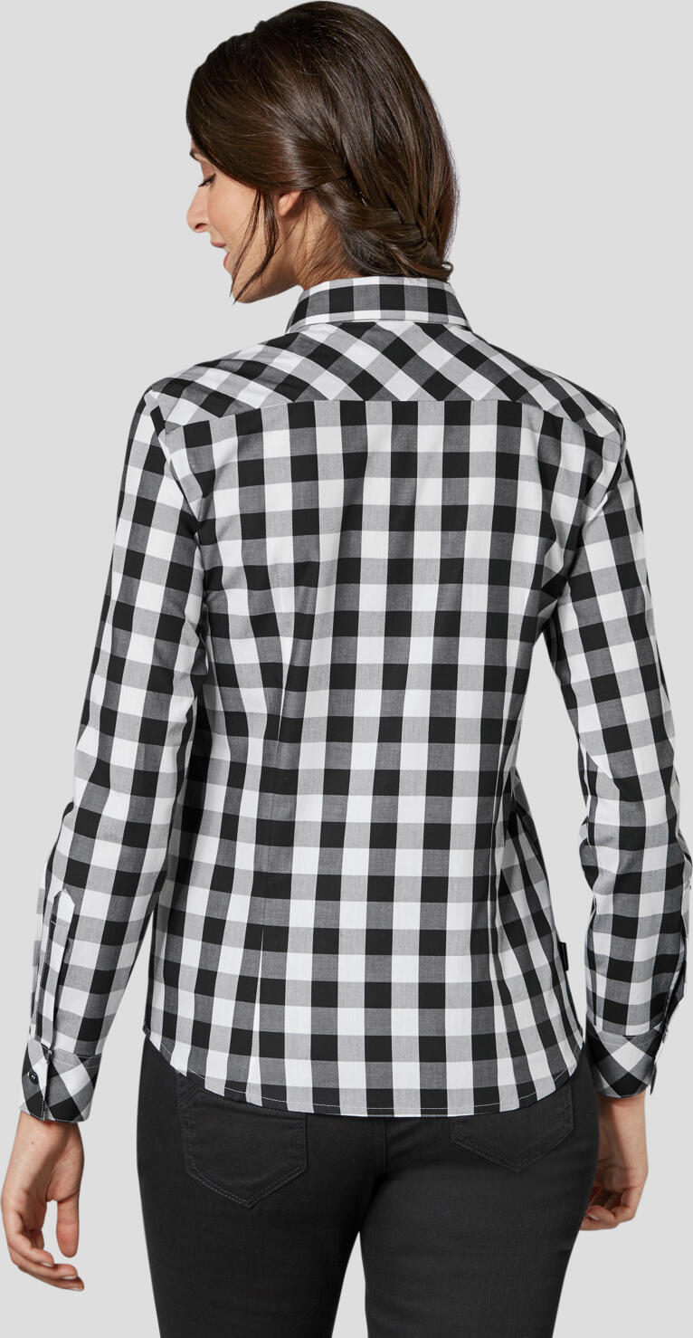 Bluza Jobeline Davis pentru femei, mărime 44, 100% bumbac, model carouri mari, croială ajustată, mâneci lungi/3/4, guler cămașă, întreținere ușoară