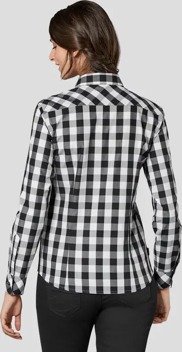 Bluza Jobeline Davis pentru femei, mărime 44, 100% bumbac, model carouri mari, croială ajustată, mâneci lungi/3/4, guler cămașă, întreținere ușoară