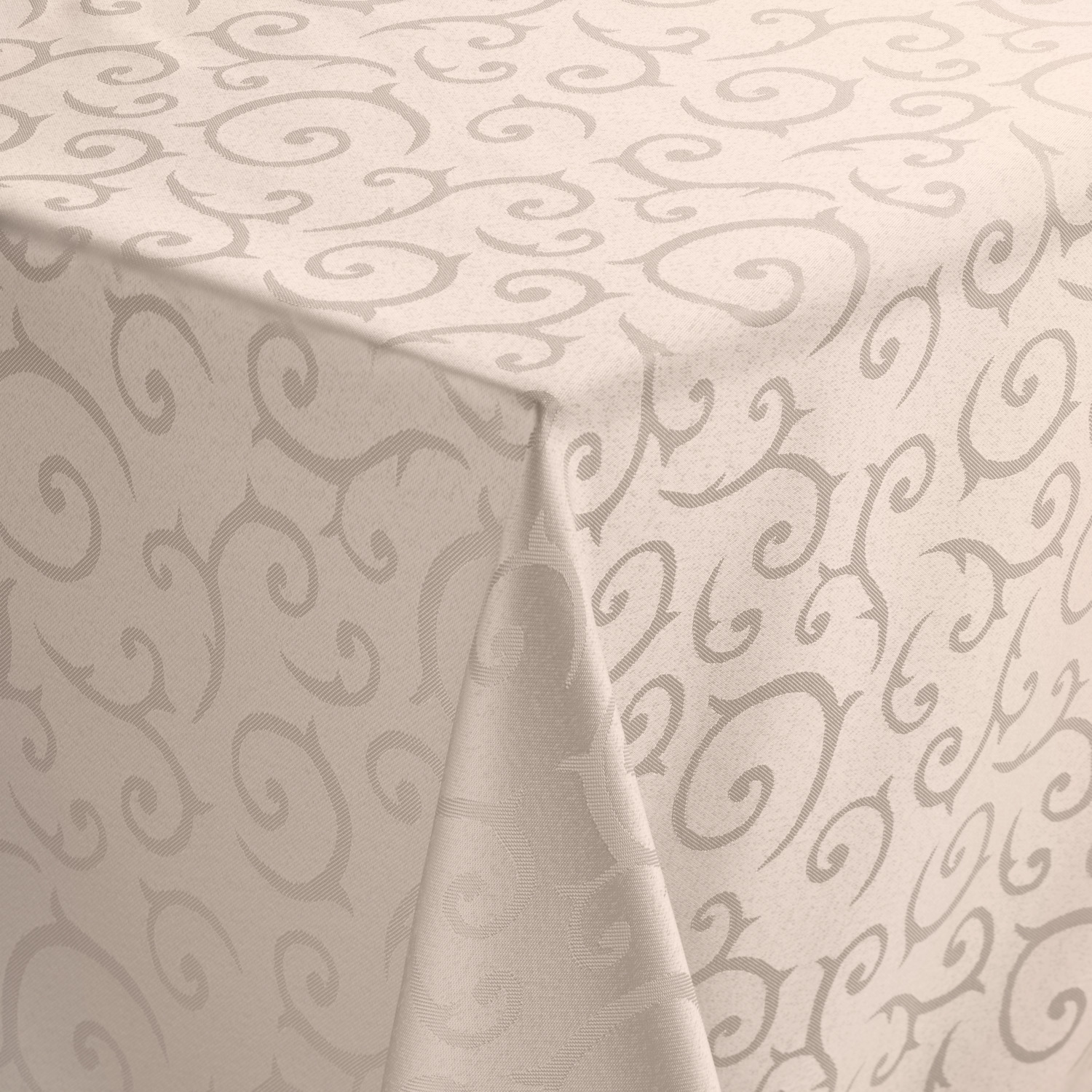 PULSIVA Mega Rectangular Tablecloth, 130 x 170 cm, 100% Polyester, Silver, Noble Tendril Pattern with Silk Sheen, OEKO-TEX Standard 100