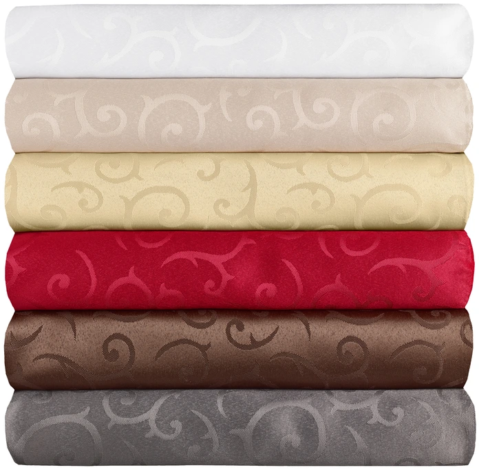 PULSIVA Mega Rectangular Tablecloth, 130 x 170 cm, 100% Polyester, Silver, Noble Tendril Pattern with Silk Sheen, OEKO-TEX Standard 100