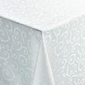 PULSIVA Tablecloth Mega, 100 x 100 cm Square, 100% Polyester White with Noble Tendril Pattern, Silk Sheen, OEKO-TEX Standard 100, Easy-Care