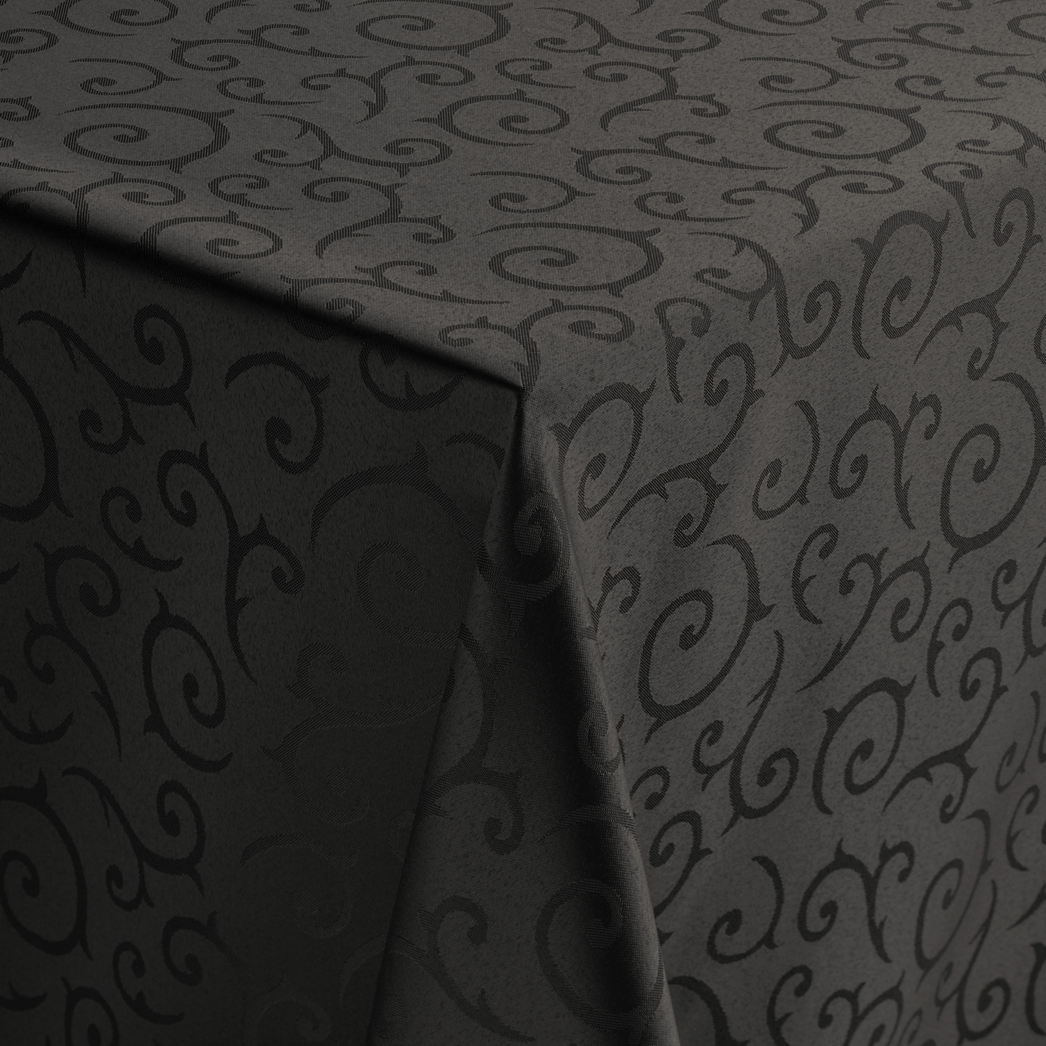 Fața de masă pătrată PULSIVA Mega, 100x100 cm, 100% Poliester, Design Elegant cu Liane, Luciu de Mătase, Îngrijire Ușoară, OEKO-TEX Standard 100, Antracit