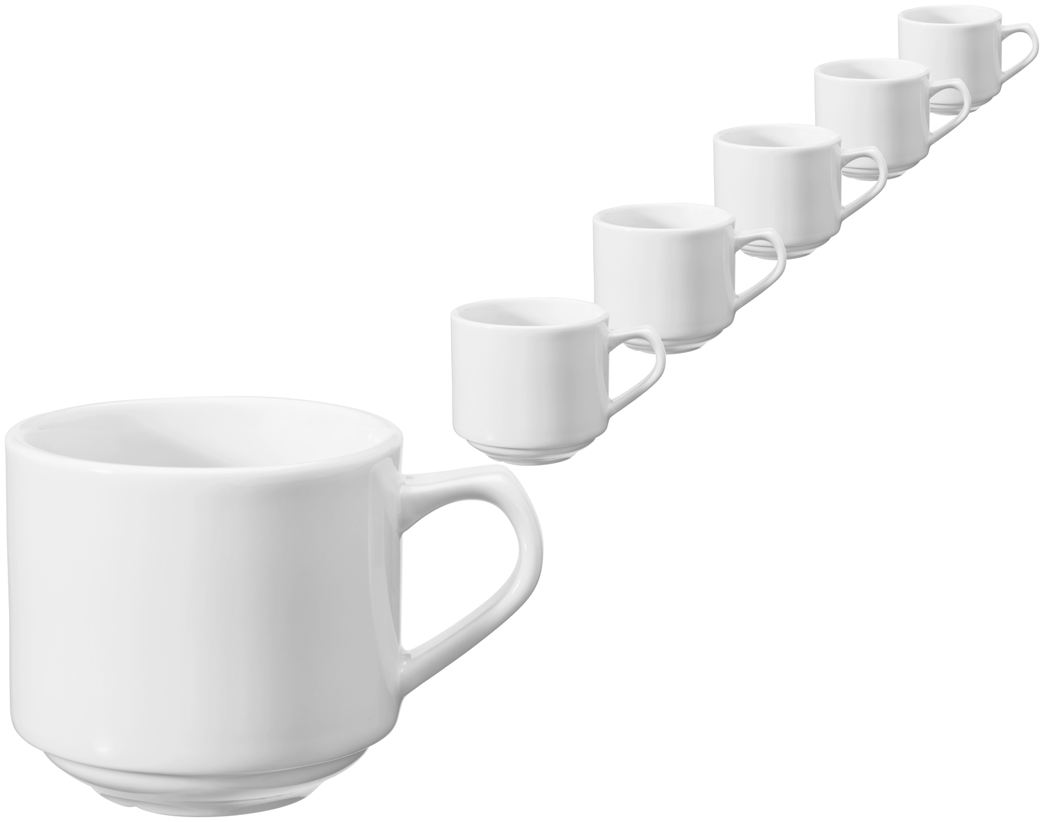 Vega Base Espresso Cup Set of 6, 100ml White Porcelain, Stackable, Dishwasher and Microwave Safe, Professional Coffee Cups for Cafes and Hotels