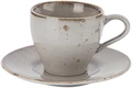 Set de 6 cești de espresso VEGA Palana gri, 110ml din grpcă colorată, design unic cu margini neregulate și pete, compatibile cu mașina de spălat vase și cuptorul cu microunde
