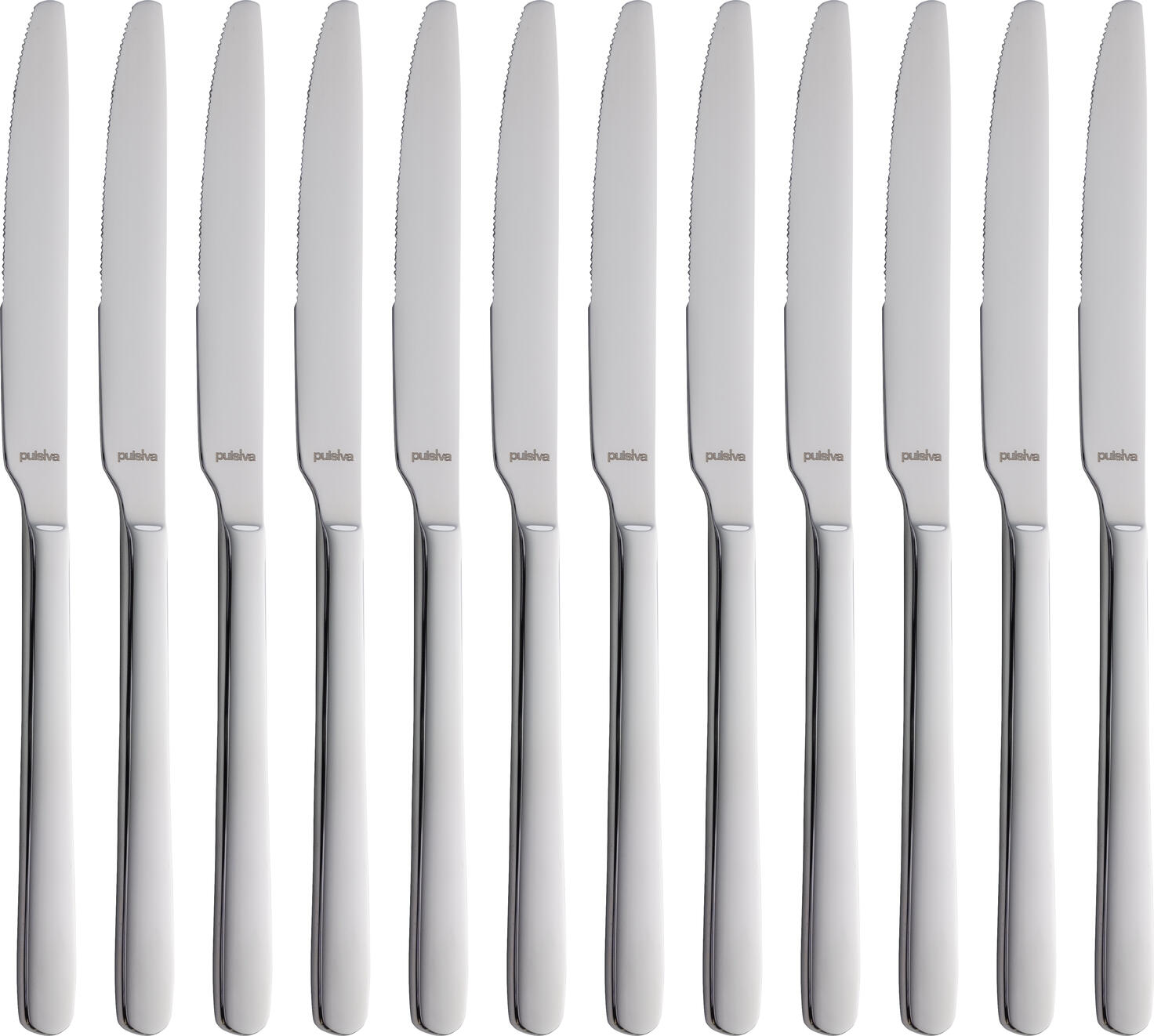 Pulsiva Nizza Table Knife Set of 12, Mirror Polished Chrome-Stainless Steel 13/0, Rustproof and Nickel-Free, 22.3 cm, Silver