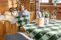 ERWIN M. Vandans Decorative Cushion Cover, 40x40 cm, Chequered Plaid with Stag Silhouettes, Cotton Linen Blend, Zip Fastening, Dark-Green and White