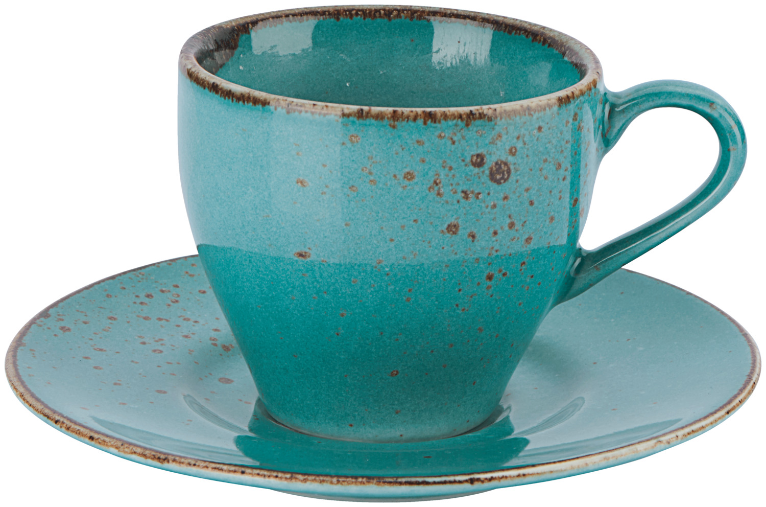 VEGA Palana Turquoise Espresso Cup Set of 6, 110ml Colored Stoneware Coffee Cups, Unique Irregular Edges and Speckled Design, Dishwasher and Microwave Safe