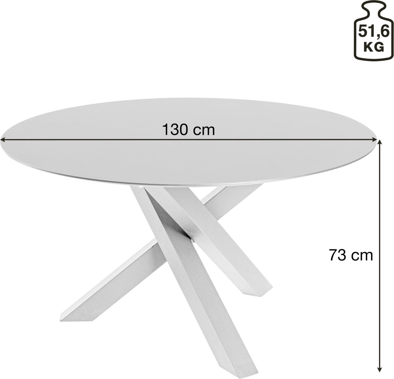 VEGA Gwin Outdoor Round Table, 130cm Diameter, Concrete HPL Compact Laminate Top, Black Powder-Coated Aluminium Base, Weatherproof and UV-Resistant