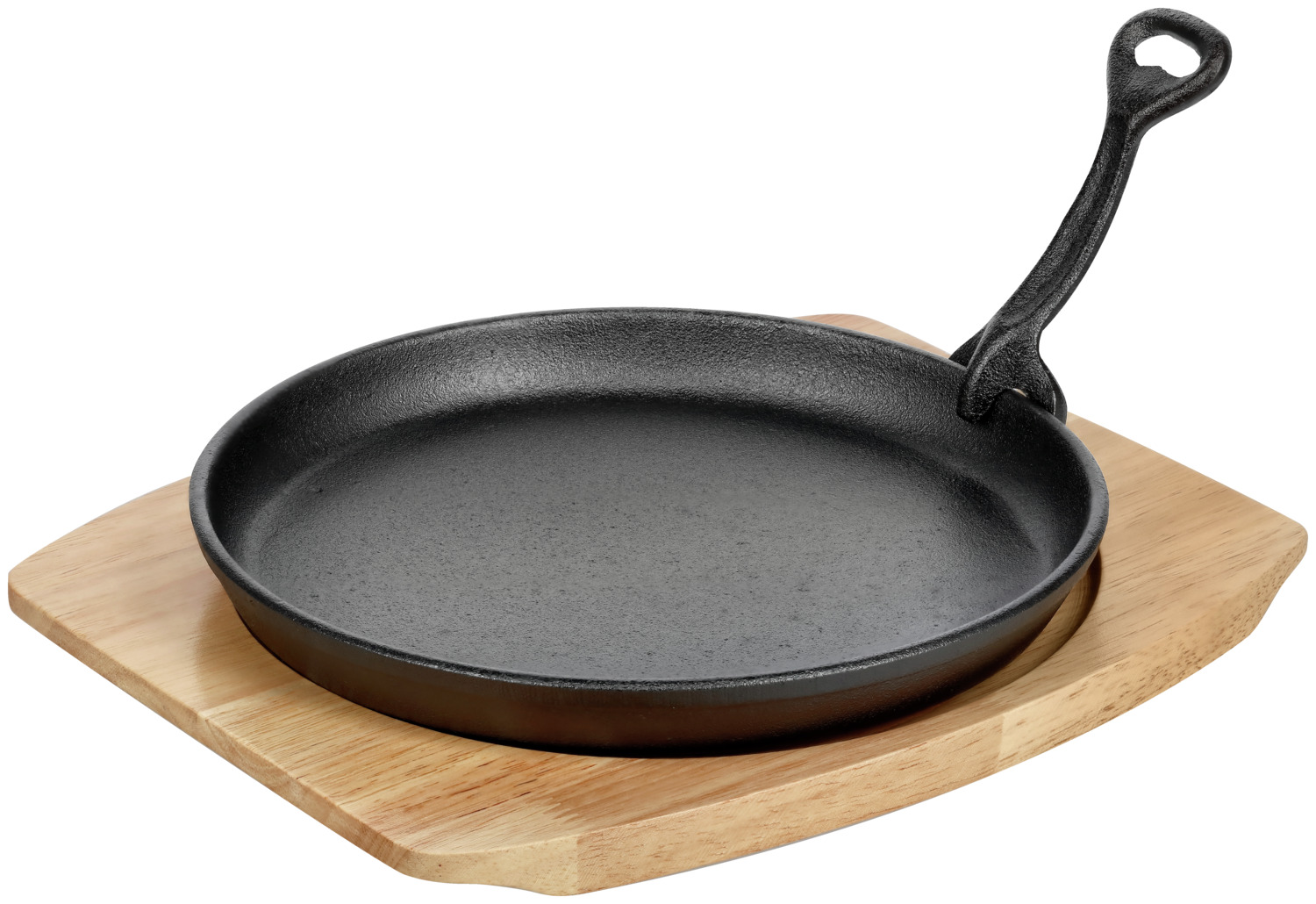 PULSIVA LUSINI Solutions GmbH Serving pan Basic round Servierpfanne Basic rund Serving pan Basic round; 22x2.4 cm (ØxH); black; round Servierpfanne Basic rund; 22x2.4 cm (ØxH); schwarz; rund Heavy pan made of high-quality cast iron. Ideal for serving at the table. High strength (material thickness 0.8 - 1 mm), long service life. With fixed or removable cast iron handle. Supplied with matching wooden trivet. Not suitable for dishwasher. **Please note! Do not soak in water. Always wash your pan by hand with hot water and a hard nylon brush. Do not use soap or aggressive cleaning agents. Dry the pan thoroughly (do not leave to air dry) and apply a small amount of vegetable oil to the inside and outside surfaces while the pan is still warm. Store the pan in a dry place. Schwere Pfanne aus hochwertigem Guss. Optimal für das Servieren am Tisch geeignet. Hohe Festigkeit (Materialstärke 0,8 - 1 mm), lange Lebensdauer. Mit festem oder abnehmbarem Griff aus Guss. Lieferung inkl. passendem Holzuntersetzer. Nicht spülmaschinengeeignet. **Bitte Beachten!** Nicht in Wasser einweichen. Waschen Sie Ihre Pfanne immer von Hand mit heißem Wasser und einer harten Nylonbürste. Verwenden Sie keine Seife oder aggressive Reinigungsmittel. Trocknen Sie die Pfanne gründlich ab (nicht an der Luft trocknen lassen) und tragen Sie eine kleine Menge Pflanzenöl auf die Innen- und Außenflächen auf, solange die Pfanne noch warm ist. Bewahren Sie die Pfanne an einem trockenen Ort auf.