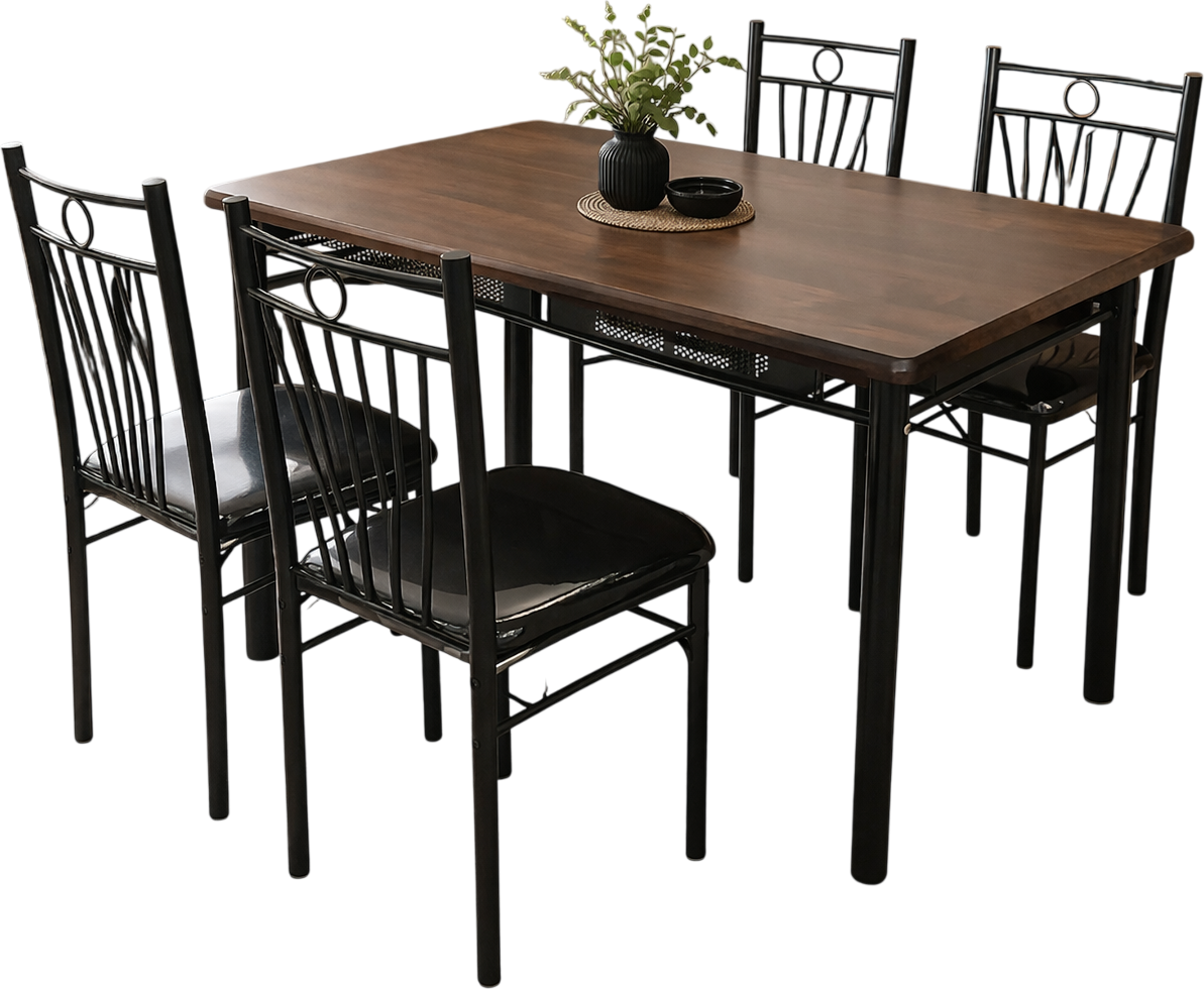 FABBYGO 34B281, Set Masă+4Scaune, Maro/Negru