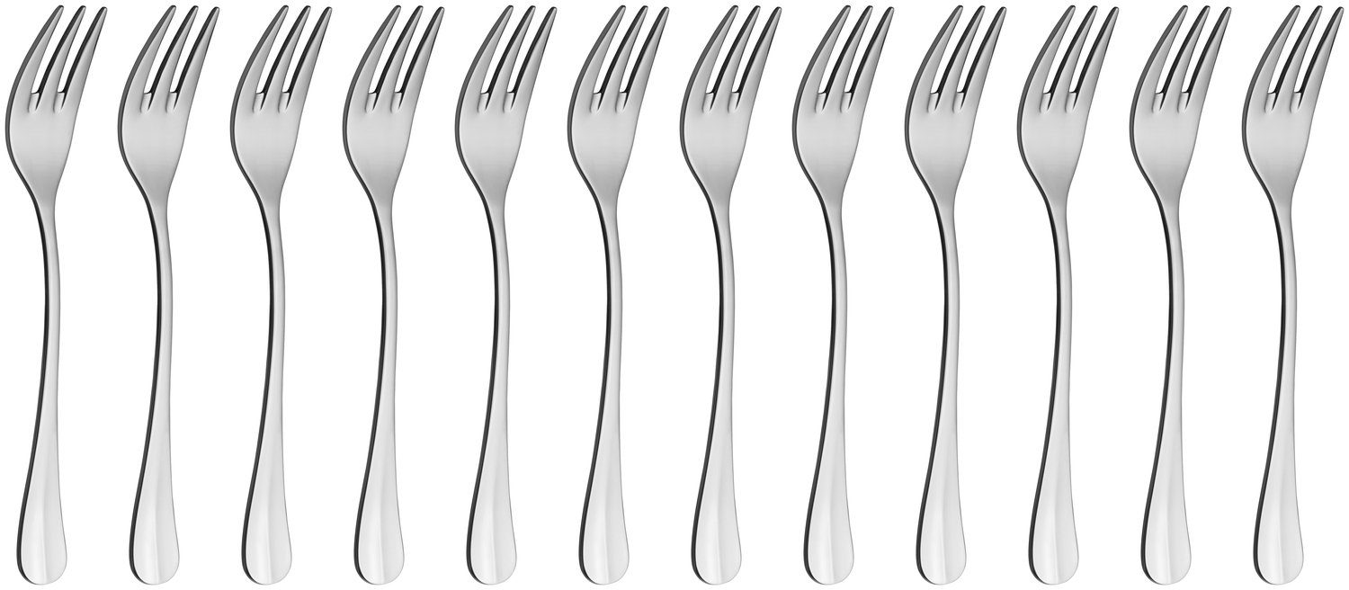VEGA LUSINI Baguette Cake Fork, 15.2 cm, 18/10 Chrome-Nickel Stainless Steel, Mirror Polished, 3mm Thickness, Dishwasher Safe, Silver