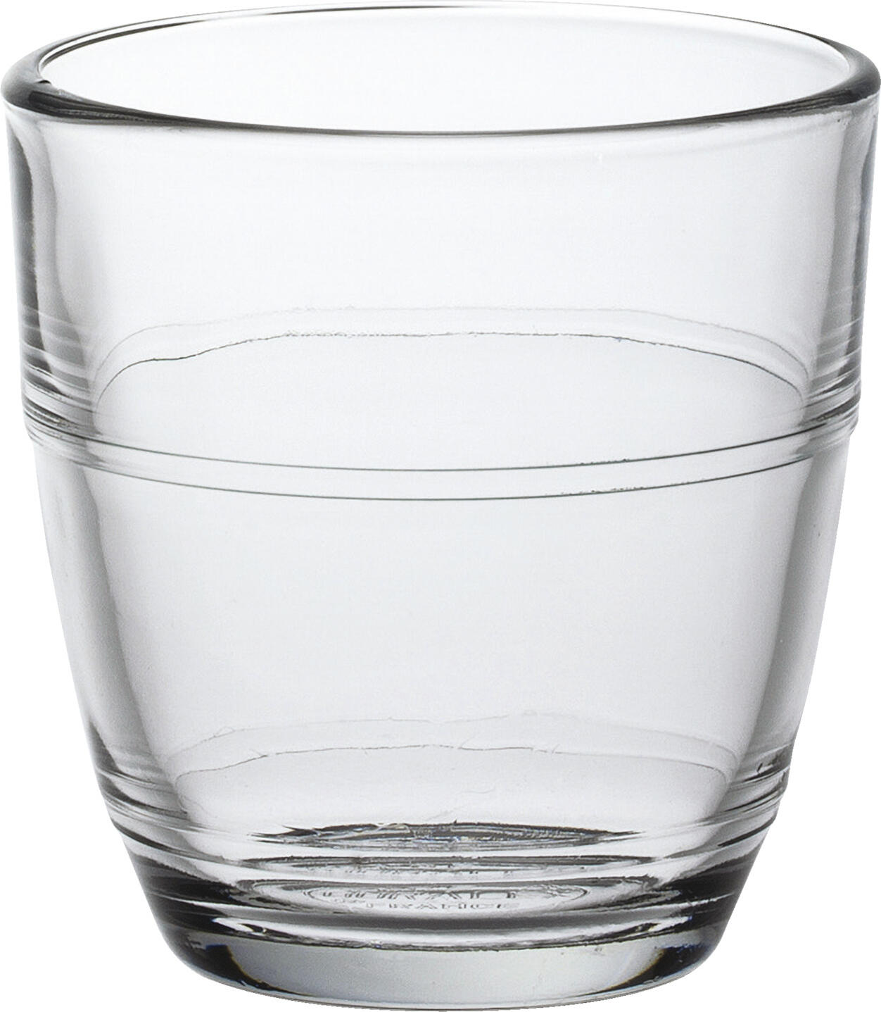 Duralex Duralex SCOP SA Universal glass Gigogne stackable Universalglas Gigogne stapelbar Universal glass Gigogne stackable; 90 ml, 6x5.5 cm (ØxH); transparent; 6 piece / pack Universalglas Gigogne stapelbar; 90 ml, 6x5.5 cm (ØxH); transparent; 6 Stück / Pack The Gigogne glass from Duralex is a true classic of professional tableware and has been a firm favourite in restaurants, hotels, canteens and cafeterias for decades. The stackable, impact-resistant glass made in France impresses with its high suitability for everyday use, durability and unmistakable, bulbous design with two fine decorative lines in the upper third. It is ideal for intensive use in everyday catering - from water and juices to lattes and desserts in a glass. Classic design, modern functionality The Gigogne glass has been produced in France since 1946 and is considered a design icon of French everyday tableware. Thanks to its slightly bulbous body, it sits comfortably in the hand and ensures a balanced drinking experience. The embossed Duralex logo with production number in the base of the glass symbolises quality and authenticity. Thanks to the tempered production technique, the glass is up to six times more impact-resistant than conventional moulded glass - a decisive advantage in professional use, where robustness and hygiene have top priority. Developed for professional use Gigogne glass is ideal for intensive use in canteens, canteen kitchens and hotels. It can be stacked, which significantly reduces the space required in sculleries and storage rooms. Thanks to the dishwasher-safe surface and thermal hardening, the glass remains clear, hygienic and dimensionally stable even after thousands of washing cycles. The simple, neutral shape can be easily integrated into existing glassware ranges and suits a variety of table concepts - from classic to modern. Sustainably produced - Made in France Gigogne glass is made from a high-quality glass mass of sand, lime and alumina and fused at over 1300 °C. The result is a heat-resistant glass. The result is a heat-resistant, fully recyclable glass that is designed for a long service life. Production takes place according to European quality standards in La Chapelle-Saint-Mesmin, France - a symbol of sustainable, regional manufacturing and French design craftsmanship. * Stackable design - space-saving and safe to store * Shock-resistant, tempered glass - up to 6× more resistant than standard glass * Dishwasher-safe and hygienic - ideal for commercial kitchens and professional dishwashers * Made in France - manufactured by Duralex, a traditional glass producer since 1946 * Classic, ergonomic design with typical double groove in the upper third * Suitable for intensive use in restaurants, hotels, canteens and catering * Heat-resistant and suitable for microwaves thanks to tempered glass * Material: tempered soda lime glass (tempered soda lime glass) Das Gigogne Glas von Duralex ist ein echter Klassiker der professionellen Tischkultur und seit Jahrzehnten fester Bestandteil in Restaurants, Hotels, Kantinen und Cafeterien. Das stapelbare, stoßfeste Glas Made in France überzeugt durch seine hohe Alltagstauglichkeit, Langlebigkeit und das unverwechselbare, bauchige Design mit zwei feinen Zierlinien im oberen Drittel. Es ist ideal für den intensiven Einsatz im Gastro-Alltag – von Wasser und Säften über Milchkaffee bis zu Desserts im Glas. Klassisches Design, moderne Funktionalität Das Gigogne Glas wird seit 1946 in Frankreich produziert und gilt als Design-Ikone des französischen Alltagsgeschirrs. Dank seines leicht bauchigen Korpus liegt es angenehm in der Hand und sorgt für ein ausgewogenes Trinkerlebnis. Das geprägte Duralex-Logo mit Produktionsnummer im Glasboden steht für Qualität und Authentizität. Durch die temperierte Fertigungstechnik ist das Glas bis zu sechsmal stoßfester als herkömmliches Pressglas – ein entscheidender Vorteil im professionellen Einsatz, wo Robustheit und Hygiene oberste Priorität haben. Für den professionellen Einsatz entwickelt Das Gigogne Glas eignet sich hervorragend für den intensiven Gebrauch in Kantinen, Großküchen und Hotels. Es lässt sich stapelbar lagern, was den Platzbedarf in Spülküchen und Lagerräumen deutlich reduziert. Dank der spülmaschinenfesten Oberfläche und der thermischen Härtung bleibt das Glas auch nach tausenden Spülzyklen klar, hygienisch und formstabil. Die schlichte, neutrale Form lässt sich problemlos in bestehende Glasserien integrieren und passt zu verschiedenen Tischkonzepten – von klassisch bis modern. Nachhaltig produziert – Made in France Das Gigogne Glas wird aus einer hochwertigen Glasmasse aus Sand, Kalk und Tonerde gefertigt und bei über 1300 °C verschmolzen. Das Ergebnis ist ein hitzebeständiges, vollständig recycelbares Glas, das für eine lange Lebensdauer konzipiert ist. Die Produktion erfolgt nach europäischen Qualitätsstandards in La Chapelle-Saint-Mesmin, Frankreich – ein Symbol für nachhaltige, regionale Fertigung und französisches Designhandwerk. * stapelbares Design – platzsparend und sicher zu lagern * stoßfestes, gehärtetes Glas – bis zu 6× widerstandsfähiger als Standardglas * spülmaschinenfest und hygienisch – ideal für Großküchen und Profispülmaschinen * Made in France – hergestellt von Duralex, traditionsreicher Glasproduzent seit 1946 * klassisches, ergonomisches Design mit typischer Doppelrille im oberen Drittel * geeignet für den intensiven Einsatz in Gastronomie, Hotellerie, Kantinen und Catering * hitzebeständig und mikrowellengeeignet dank temperiertem Glas * Material: gehärtetes Kalk-Natron-Glas (Tempered Soda Lime Glass)