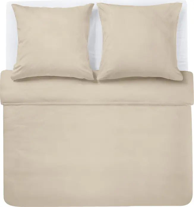 ERWIN M. LUSINI Scalea Duvet Cover, 100% Cotton Fine Satin Weave, 300 TC, 160 x 210 cm, Beige, Hotel Fastening, OEKO-TEX Standard 100