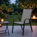 Scaun de gradina FABBYGO SC-092, Cadru din Otel cu Plasa Textila Respirabila, Gri, 55x75x95 cm, Design Ergonomic Rezistent la Intemperii, Suporta 120kg