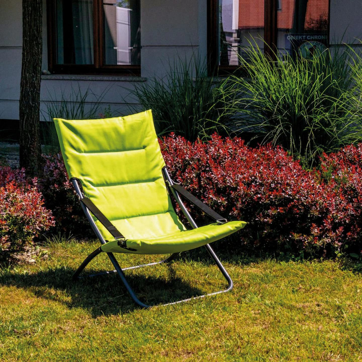 FABBYGO C3016 Foldable Lounge Chair, Ergonomic Steel Frame 28x1.0mm, Polyester 280g with Foam Filling, Green, 62x85x92 cm