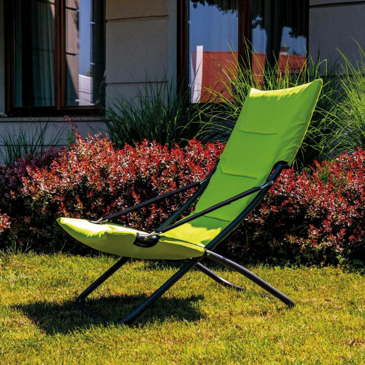 FABBYGO C3016 Foldable Lounge Chair, Ergonomic Steel Frame 28x1.0mm, Polyester 280g with Foam Filling, Green, 62x85x92 cm