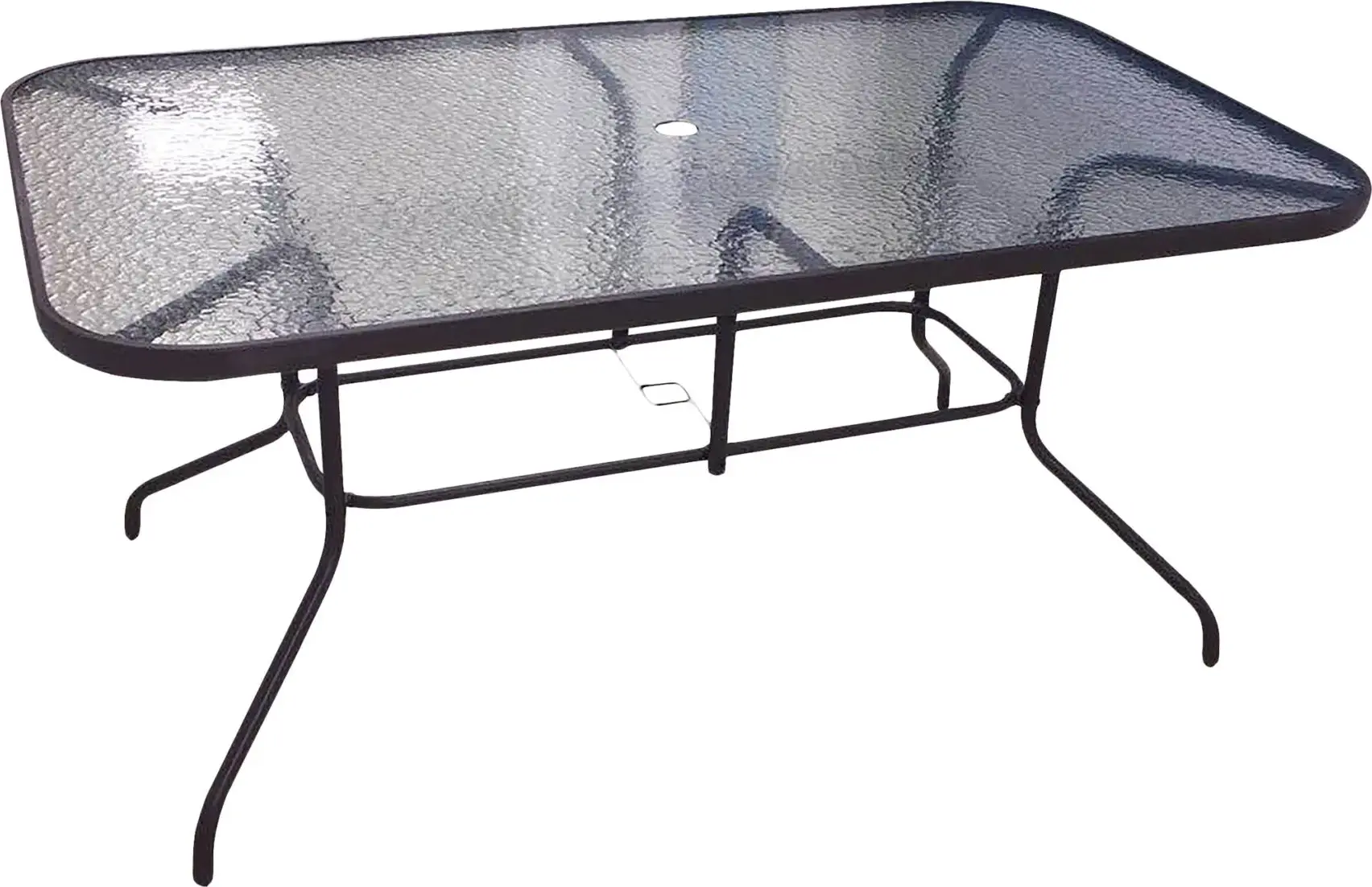 Set Mobilier Grădină FABBYGO 7 Piese, Masă SC-089-150x90 cu Blat de Sticlă 150x90x70cm și 6 Scaune Rattan SC-039P, Structură Oțel, Negru
