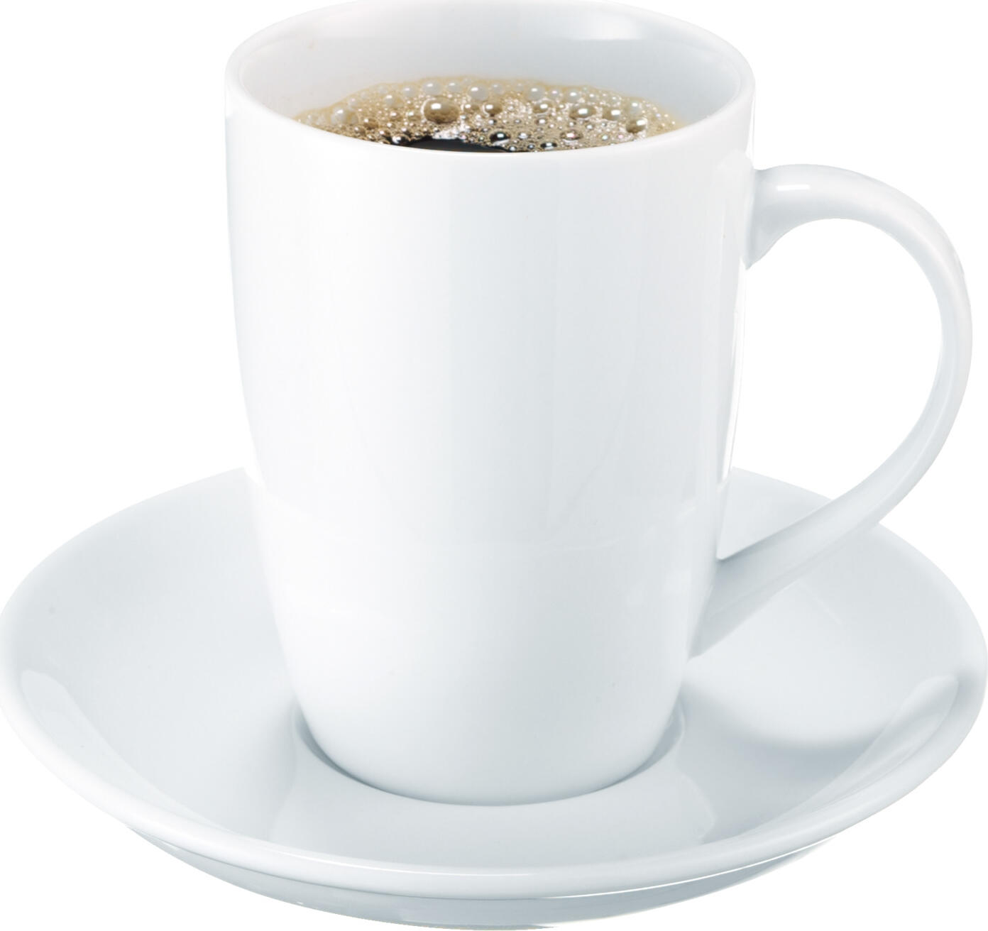 Pulsiva Cui Coffee Mug Set of 6, 300ml White Porcelain Round Cups, Microwave and Dishwasher Safe, 20050114