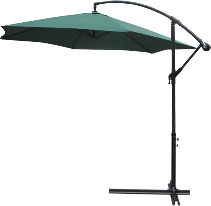 Umbrela de gradina FABBYGO JH-270W, Diametru 3m, Inaltime 2.4m, Cupola din Poliester 180g Impermeabila si Rezistenta la UV, Cadru de Otel, Verde