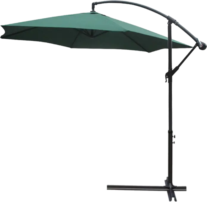 Umbrela de gradina FABBYGO JH-270W, Diametru 3m, Inaltime 2.4m, Cupola din Poliester 180g Impermeabila si Rezistenta la UV, Cadru de Otel, Verde