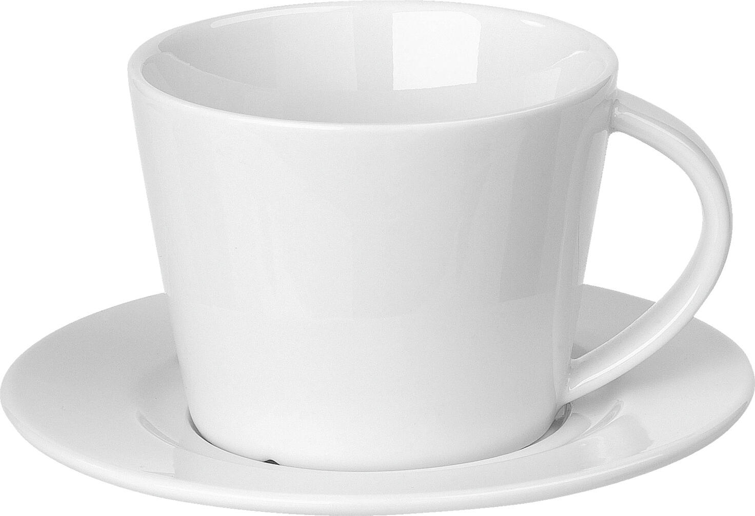 Set de 6 cești de cafea și cappuccino VEGA Bebida din porțelan, albe, 180 ml, robuste, rezistente la mașina de spălat vase și cuptor cu microunde
